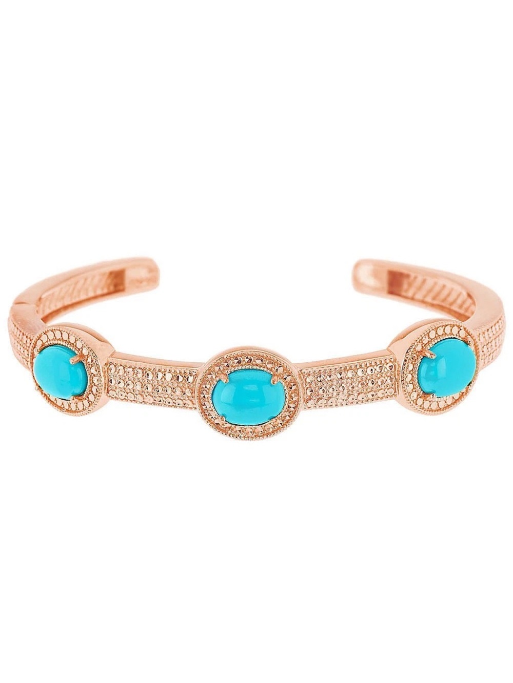 Diamond cut genuine turquoise 925 gold over signed cuff bracelet